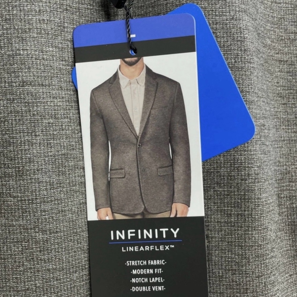 Infinity Linearflex Modern Fit Stretch Fabric Blazer Gray Men’s Stylish Jacket - Picture 6 of 8